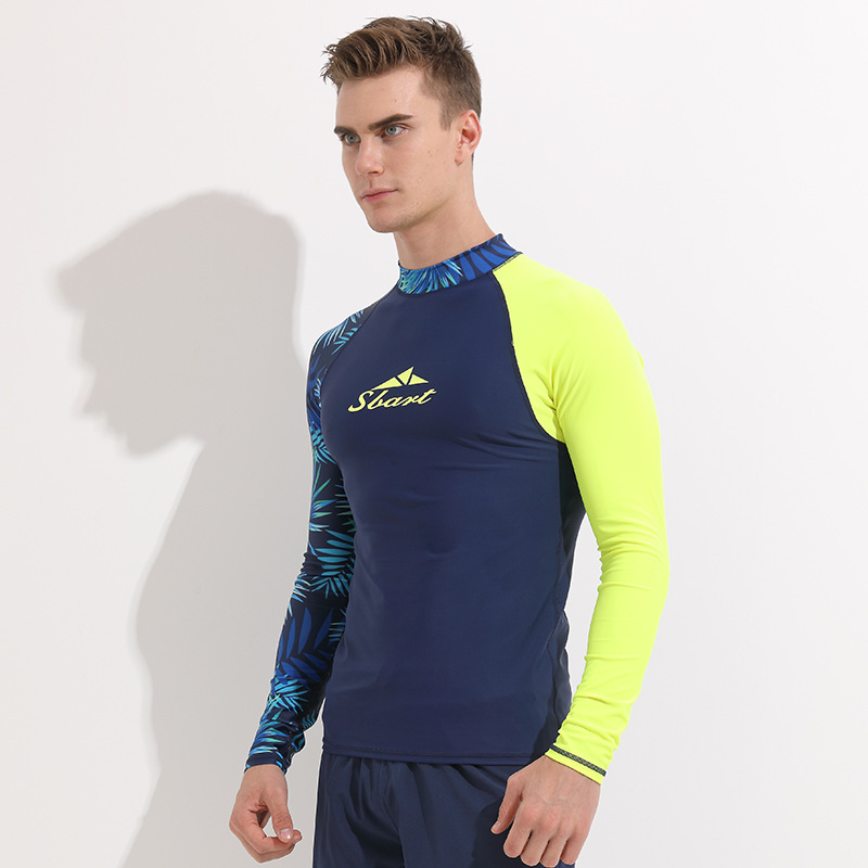 Sbart Men's Long Sleeve Rash Vest Sublimation Printed Rashie UPF50+ Rashguard Chlorine Resistant Surfing Rash Guard-SbartSbart