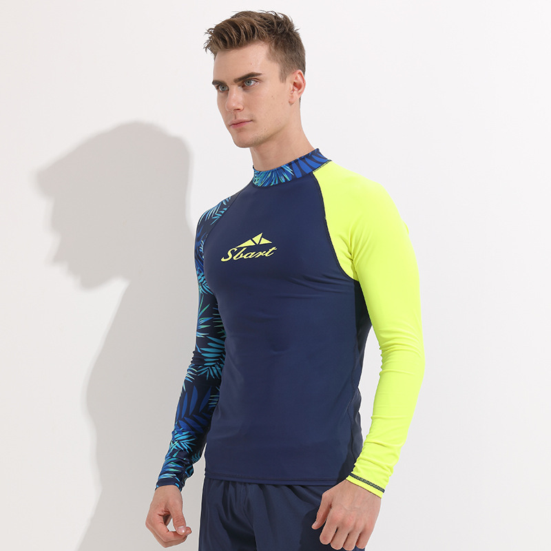 Sbart Men's Long Sleeve Rash Vest Sublimation Printed Rashie UPF50+ Rashguard Chlorine Resistant Surfing Rash Guard-SbartSbart