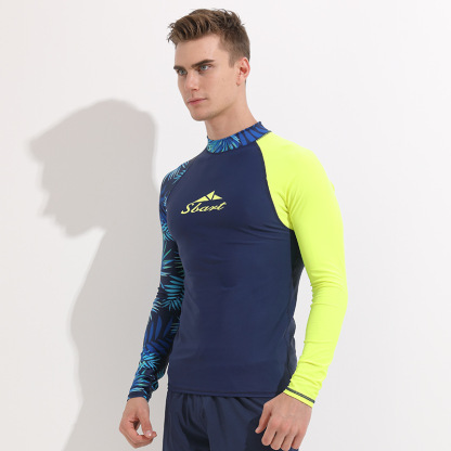 Sbart Men's Long Sleeve Rash Vest Sublimation Printed Rashie UPF50+ Rashguard Chlorine Resistant Surfing Rash Guard-SbartSbart