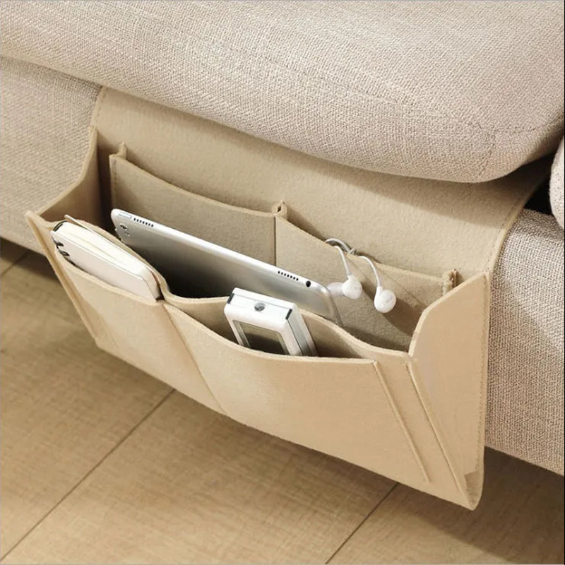 Felt Bedside Storage Bag Pouch Bed Desk Bag Sofa 