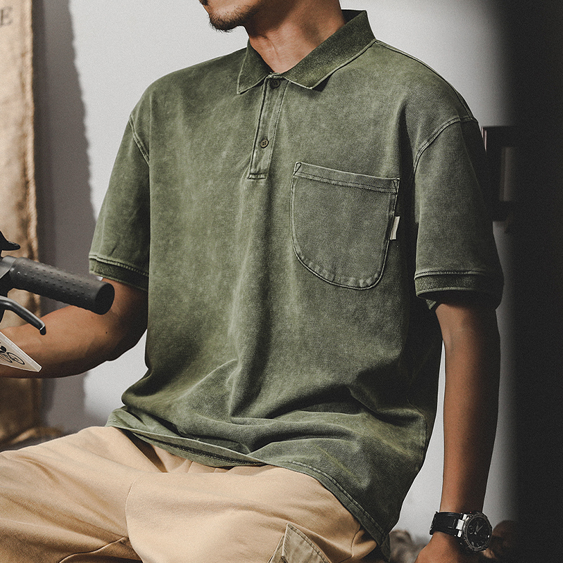 美式復古POLO衫男寬鬆2023年新款ins潮牌大碼重磅T恤男士短袖夏季