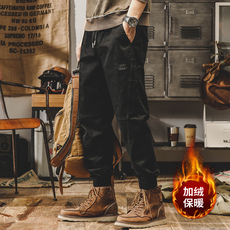 美式復古工裝褲子男夏季寬鬆直筒男士休閒褲春秋款潮牌闊腿束腳褲