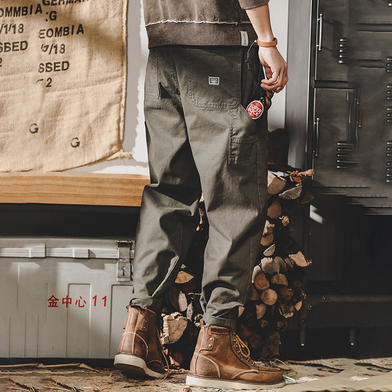 美式重磅工裝褲子男春秋寬鬆直筒2023年新款戶外山系休閒褲男春季