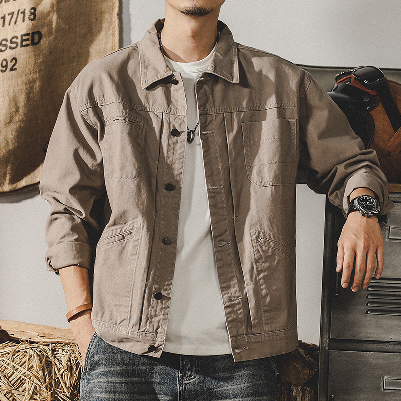 美式重磅春季男士休閒外套男春秋2023年新款帥氣潮流休閒工裝夾克