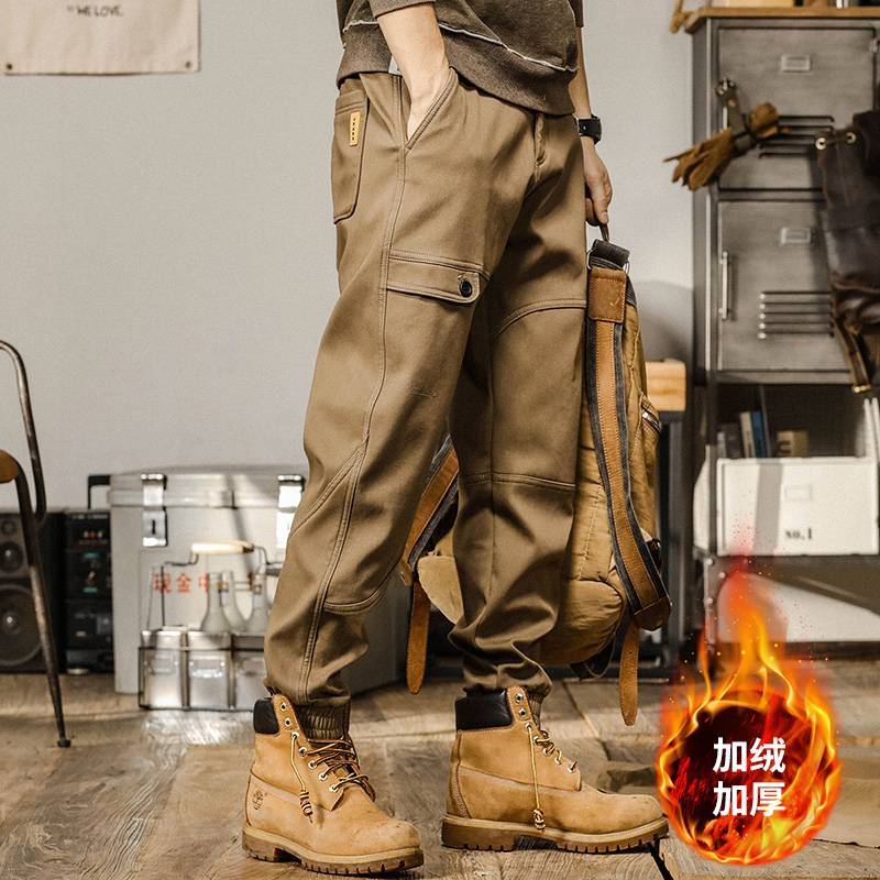 美式工裝褲子男春季寬鬆直筒黑色男士休閒褲春秋款大碼闊腿哈倫褲