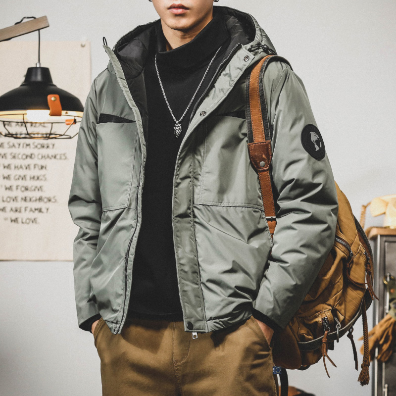 冬季白鴨絨羽絨服男士2023年新款潮牌連帽加厚潮流男款工裝外套男