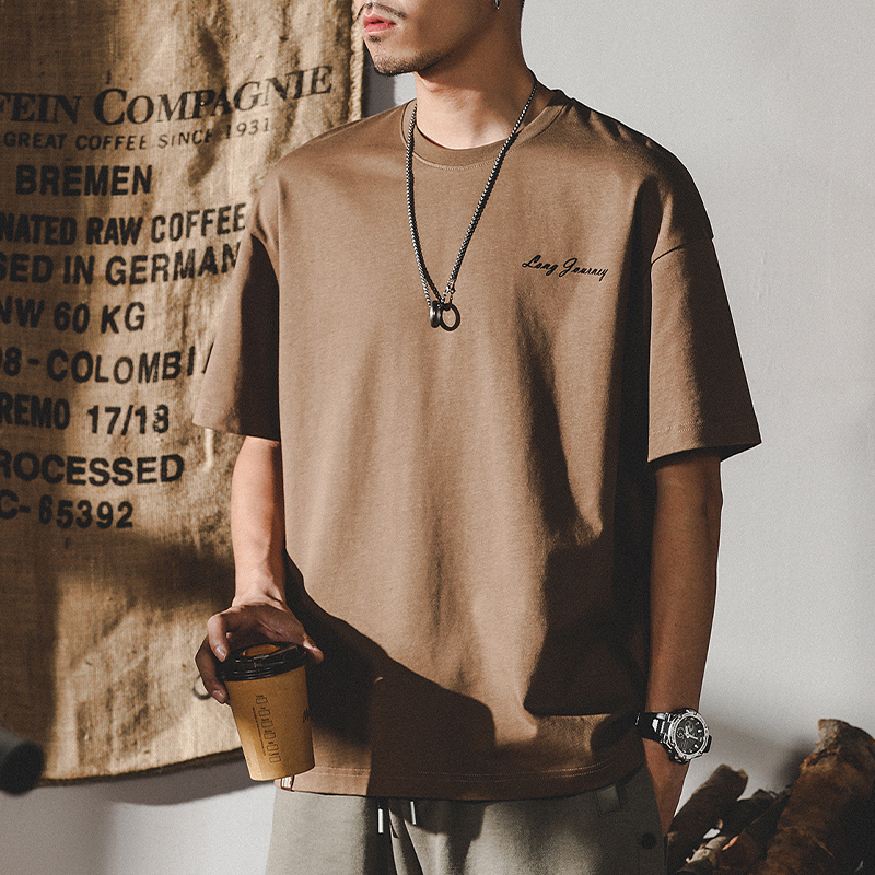 美式280g重磅T恤男短袖純棉男士夏季潮牌ins寬鬆大碼男裝半袖體恤