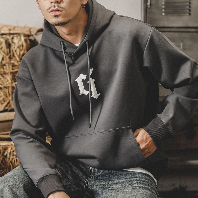 美式重磅休閒連帽衛衣男春季寬鬆套頭2023年新款高街潮牌衣服外套