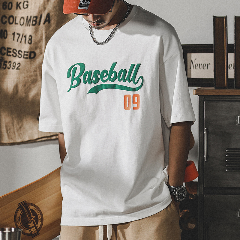 美式250g重磅純棉短袖T恤男夏季2023年新款潮牌休閒寬鬆大碼上衣