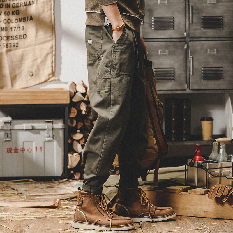 美式重磅工裝褲子男春秋寬鬆直筒2023年新款戶外山系休閒褲男春季