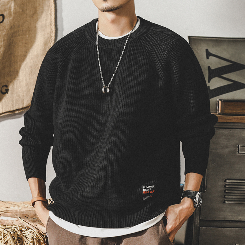 美式重磅經典編織復古毛衣男冬季加厚2022年新款寬鬆大碼針織衫男