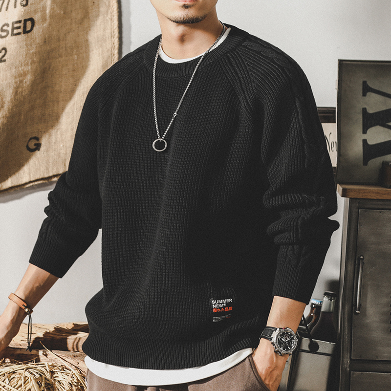 美式重磅經典編織復古毛衣男冬季加厚2022年新款寬鬆大碼針織衫男
