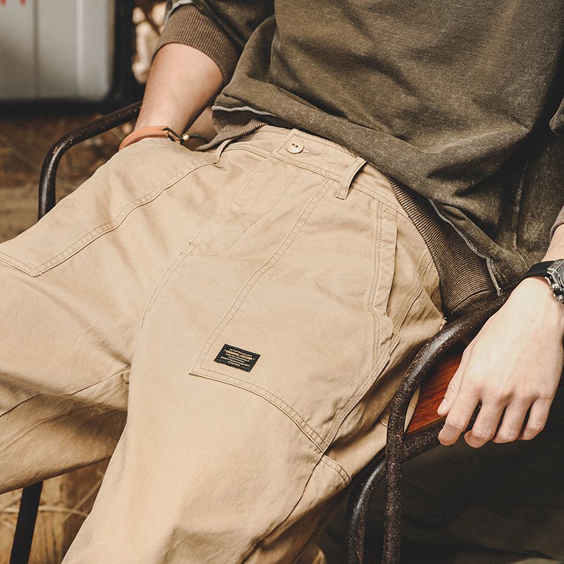 美式重磅工裝褲子男春秋寬鬆直筒2023年新款戶外山系休閒褲男春季