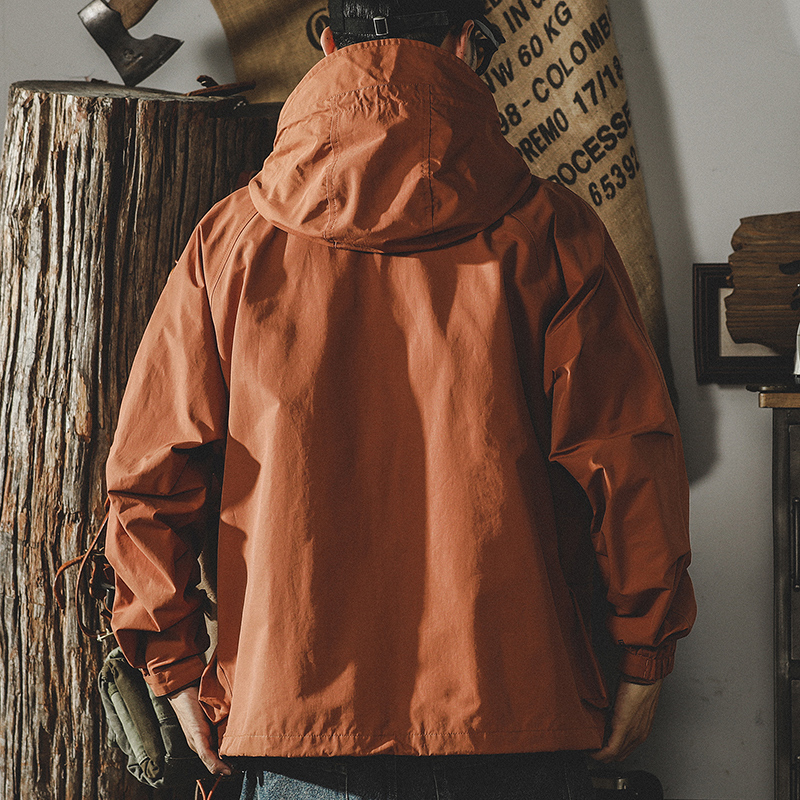 美式山系戶外機能外套男秋冬連帽多功能釣魚工裝衝鋒衣休閒夾克男