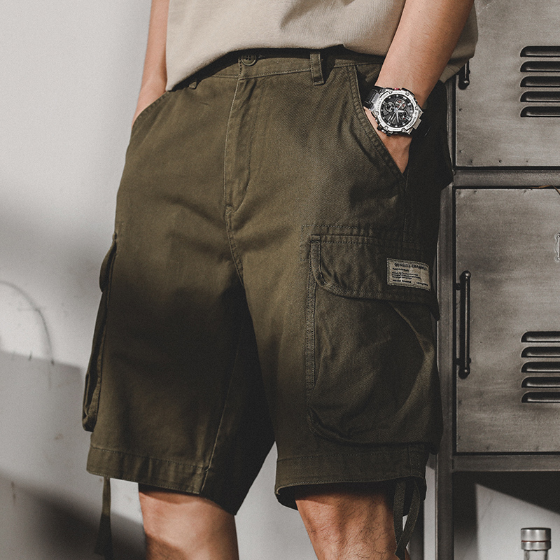 美式工裝褲子男寬鬆直筒休閒短褲男夏季ins潮流2023年新款五分褲