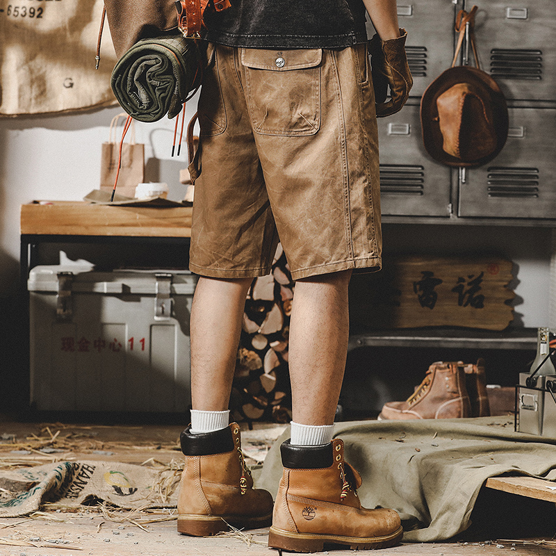 美式重磅復古工裝短褲男夏季ins潮流寬鬆直筒潮牌大碼休閒五分褲