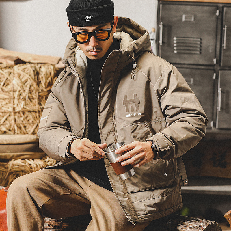 杰雷諾美式灰鴨絨連帽羽絨服男冬季2023年新款ins潮牌男生外套厚