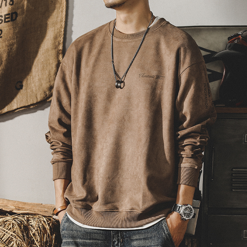 美式380g重磅復古衛衣男春秋ins潮牌寬鬆大碼麂皮絨衣服春季上衣