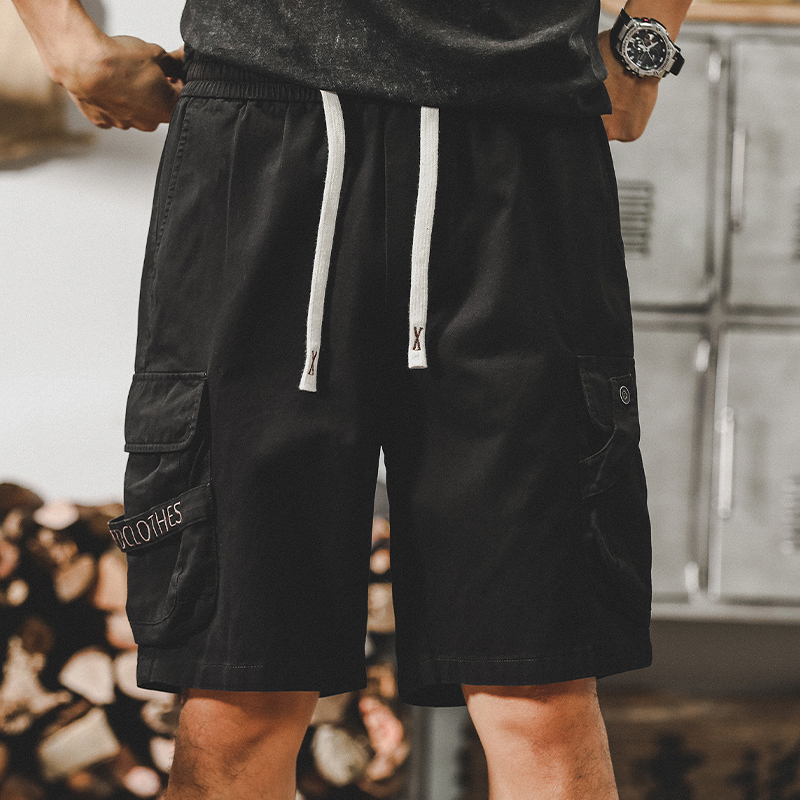 美式重磅復古工裝短褲男夏季2023年新款ins潮流大碼休閒五分褲男