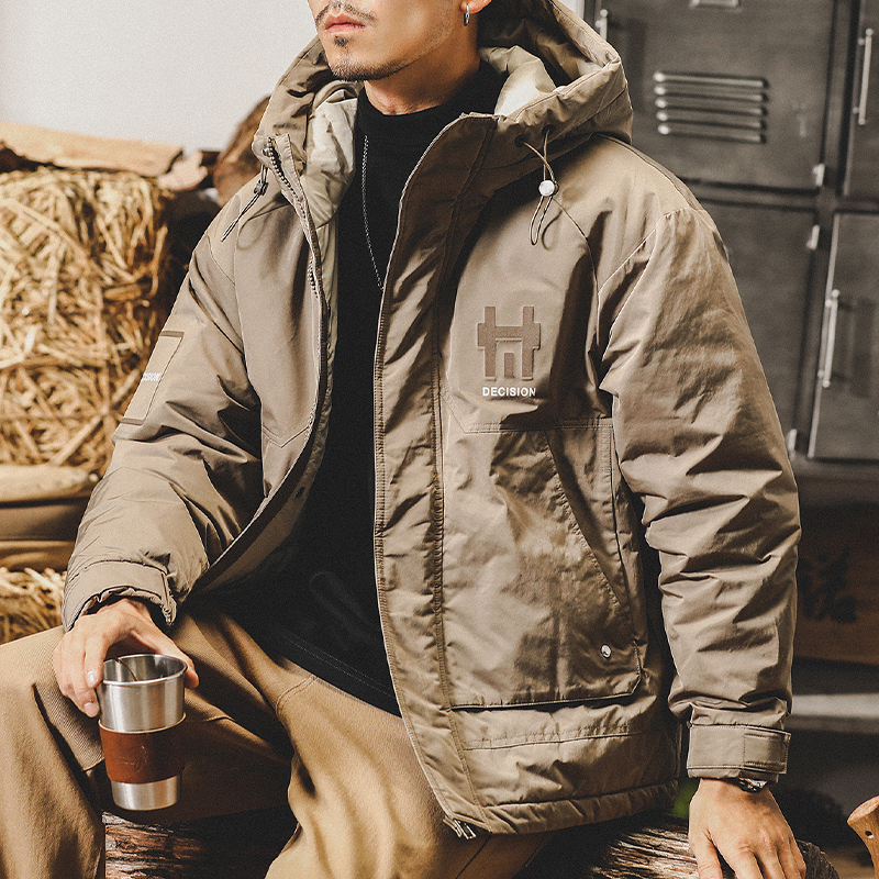 杰雷諾美式灰鴨絨連帽羽絨服男冬季2023年新款ins潮牌男生外套厚