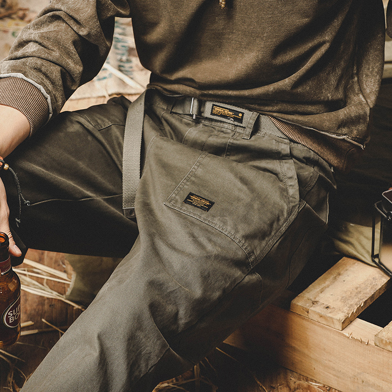 美式重磅工裝褲子男春秋寬鬆直筒2023年新款戶外山系休閒褲男春季