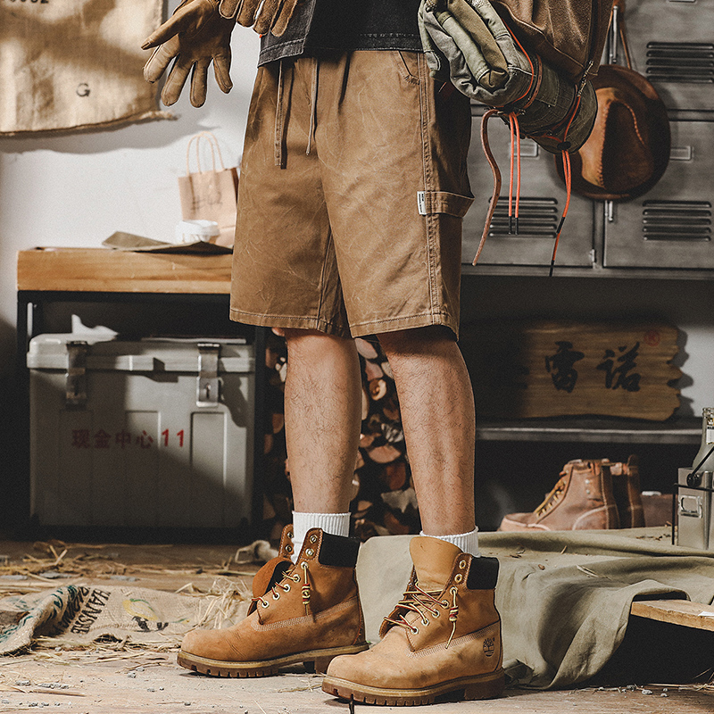 美式重磅復古工裝短褲男夏季ins潮流寬鬆直筒潮牌大碼休閒五分褲