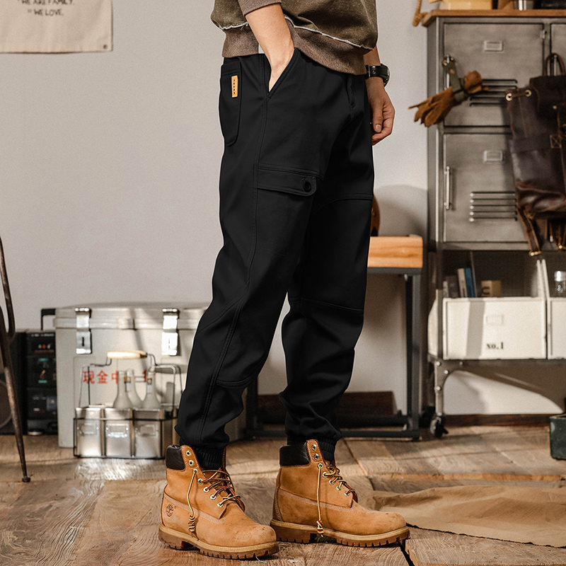 美式工裝褲子男春季寬鬆直筒黑色男士休閒褲春秋款大碼闊腿哈倫褲