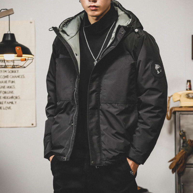 冬季白鴨絨羽絨服男士2023年新款潮牌連帽加厚潮流男款工裝外套男