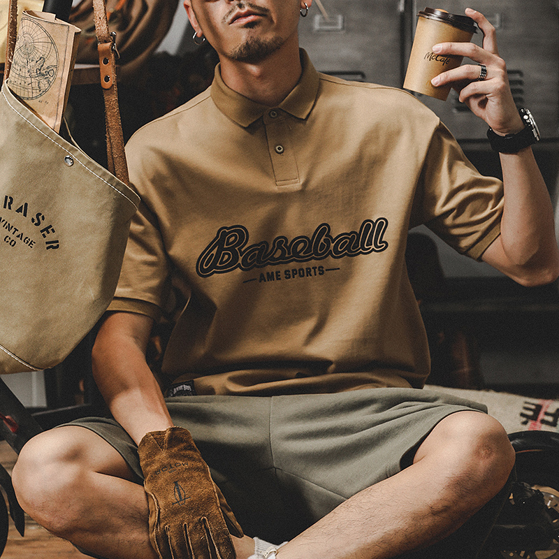 夏季潮牌短袖t恤男ins潮流2023年新款美式重磅男款運動棒球POLO衫