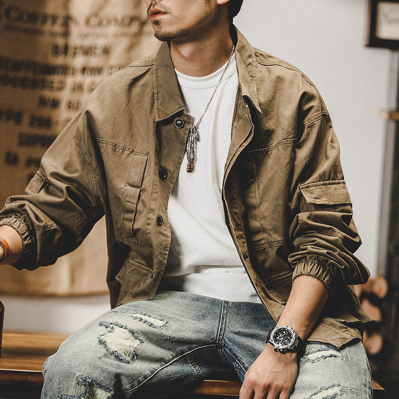美式重磅復古牛仔外套男春秋寬鬆潮牌新款潮流帥氣工裝夾克男