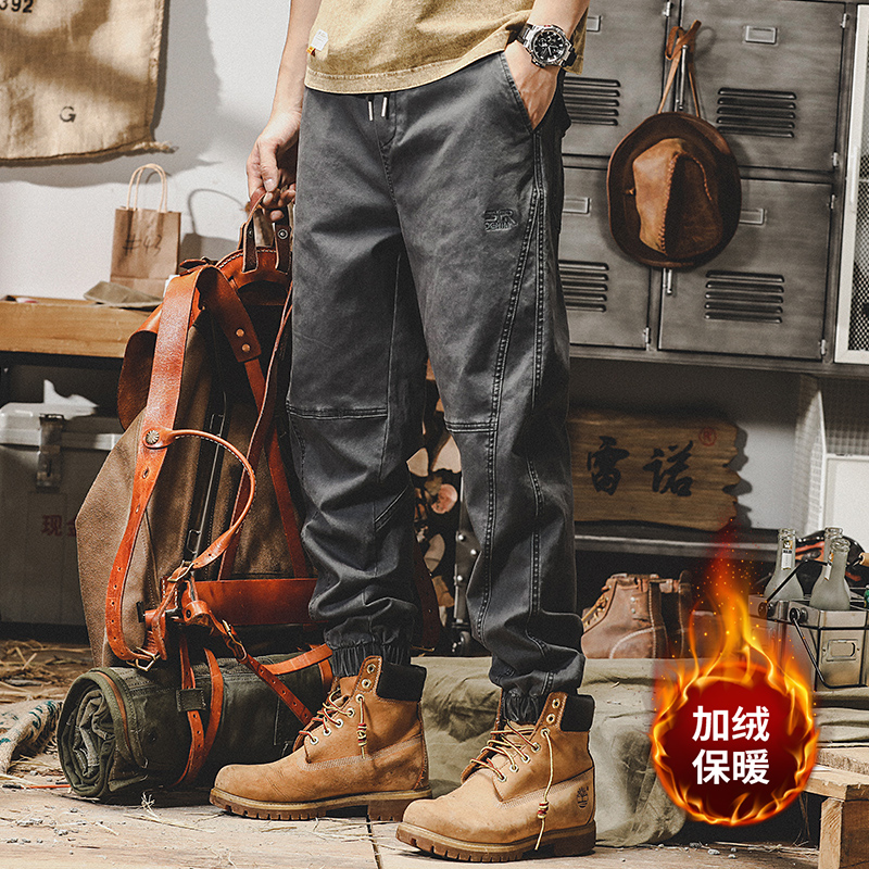 美式復古工裝褲子男夏季寬鬆直筒男士休閒褲春秋款潮牌闊腿束腳褲