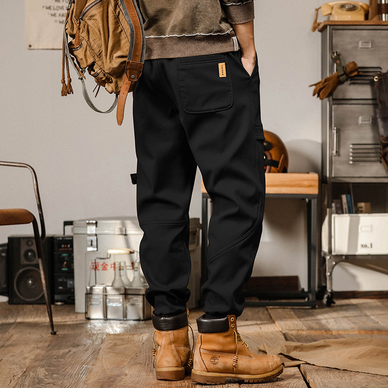 美式工裝褲子男春季寬鬆直筒黑色男士休閒褲春秋款大碼闊腿哈倫褲