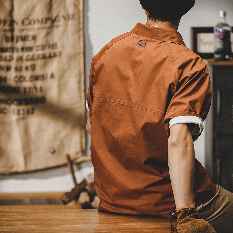 美式復古短袖t恤男夏季寬鬆2023年新款工裝襯衫半袖衣服POLO衫男