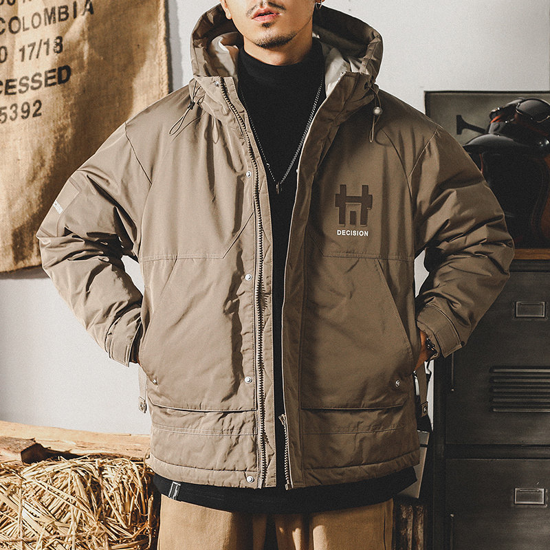 杰雷諾美式灰鴨絨連帽羽絨服男冬季2023年新款ins潮牌男生外套厚