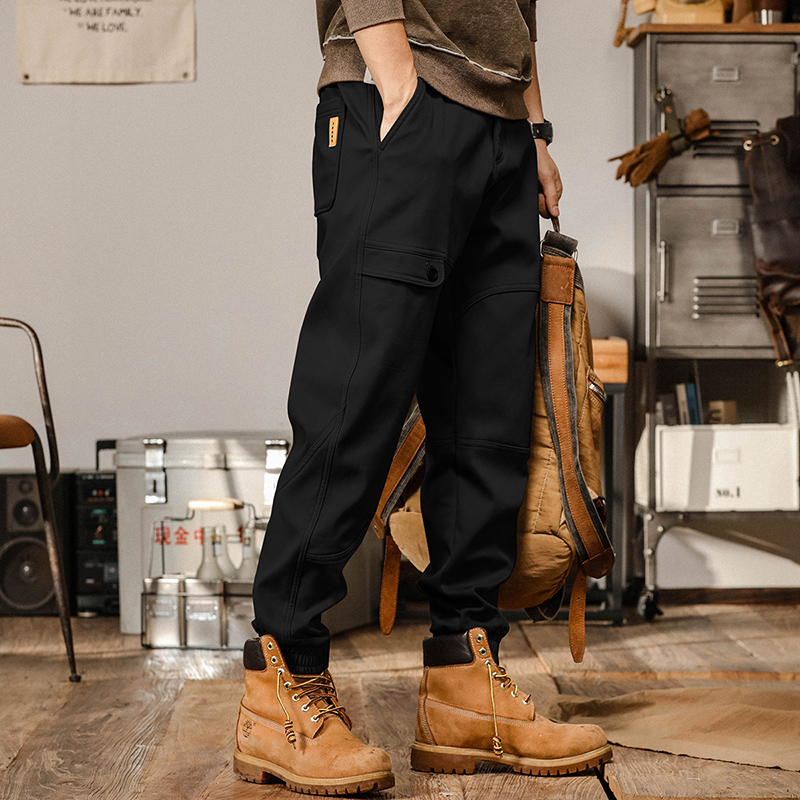 美式工裝褲子男春季寬鬆直筒黑色男士休閒褲春秋款大碼闊腿哈倫褲