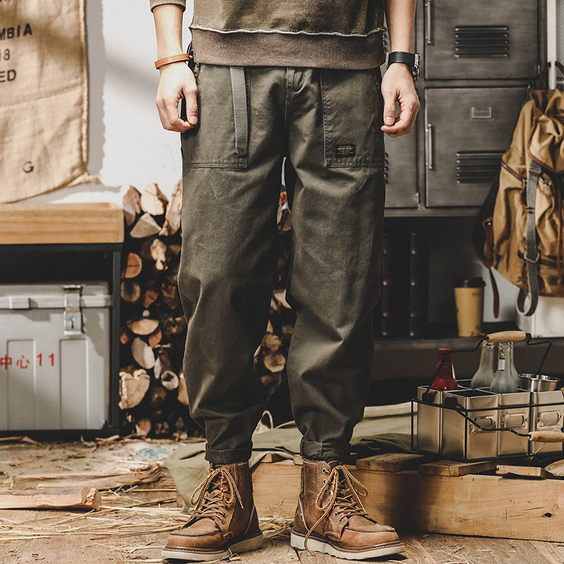 美式重磅工裝褲子男春秋寬鬆直筒2023年新款戶外山系休閒褲男春季