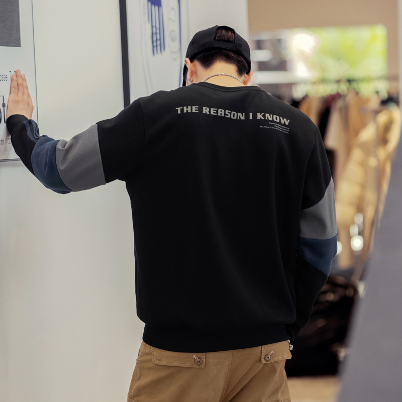 美式圆领卫衣男春秋ins潮牌重磅男士外套冬季宽松大码休闲上衣