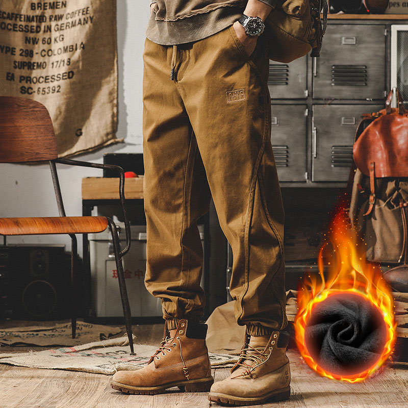 美式復古工裝褲子男春秋款男士休閒褲春季寬鬆大碼闊腿錐形束腳褲