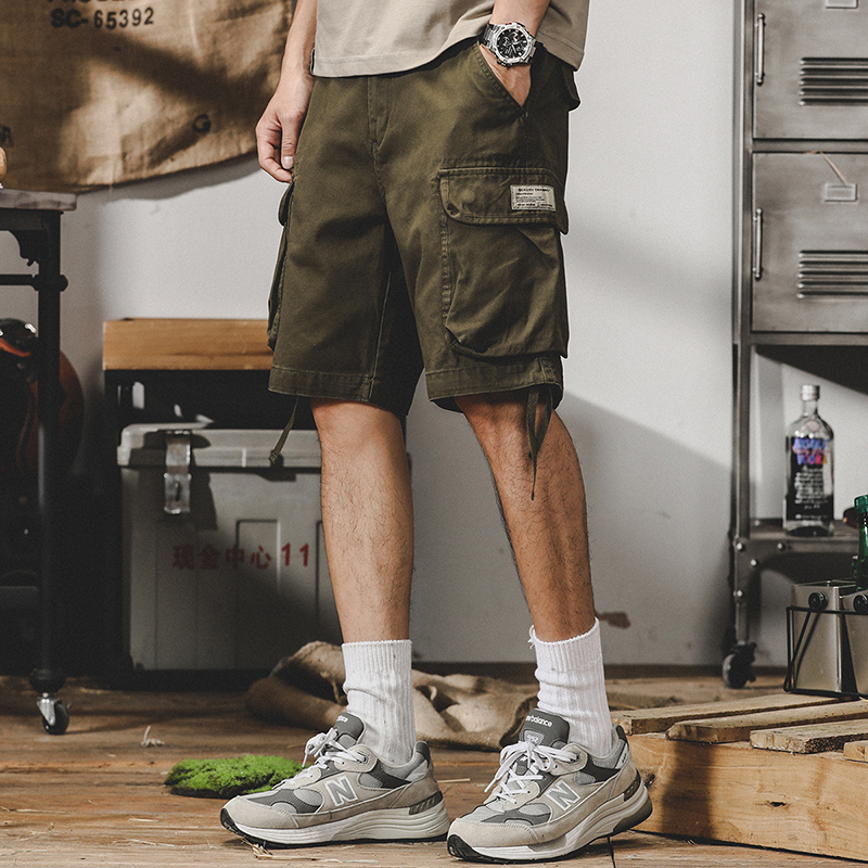 美式工裝褲子男寬鬆直筒休閒短褲男夏季ins潮流2023年新款五分褲