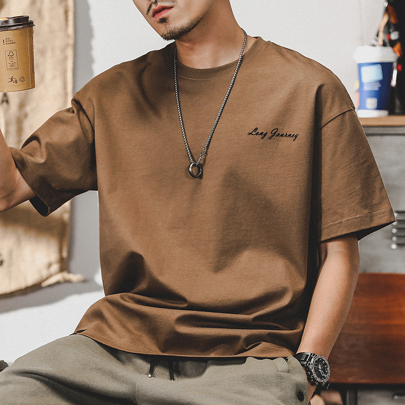 美式280g重磅T恤男短袖純棉男士夏季潮牌ins寬鬆大碼男裝半袖體恤