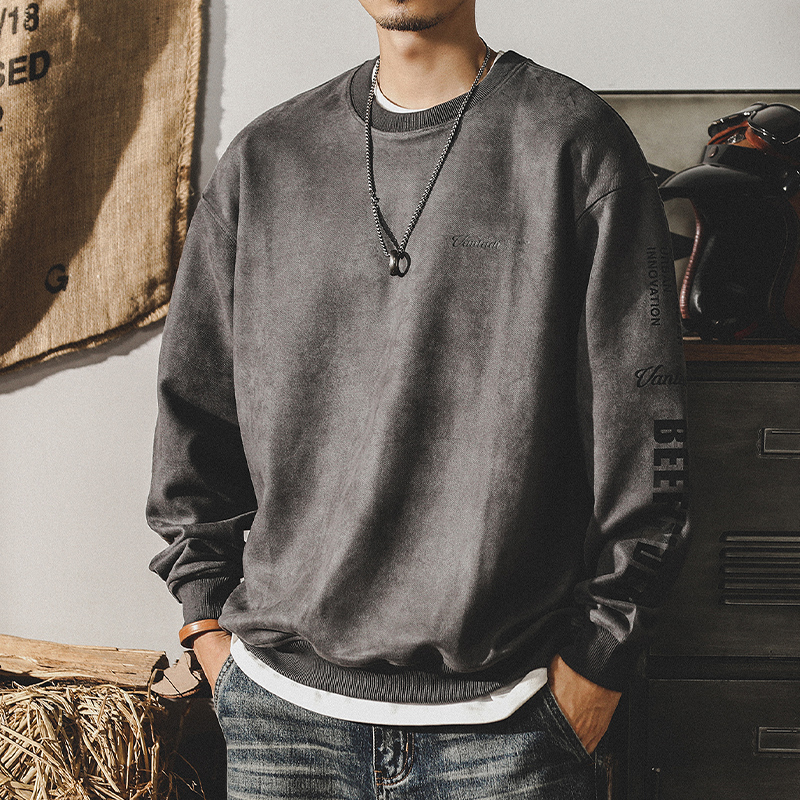 美式380g重磅復古衛衣男春秋ins潮牌寬鬆大碼麂皮絨衣服春季上衣