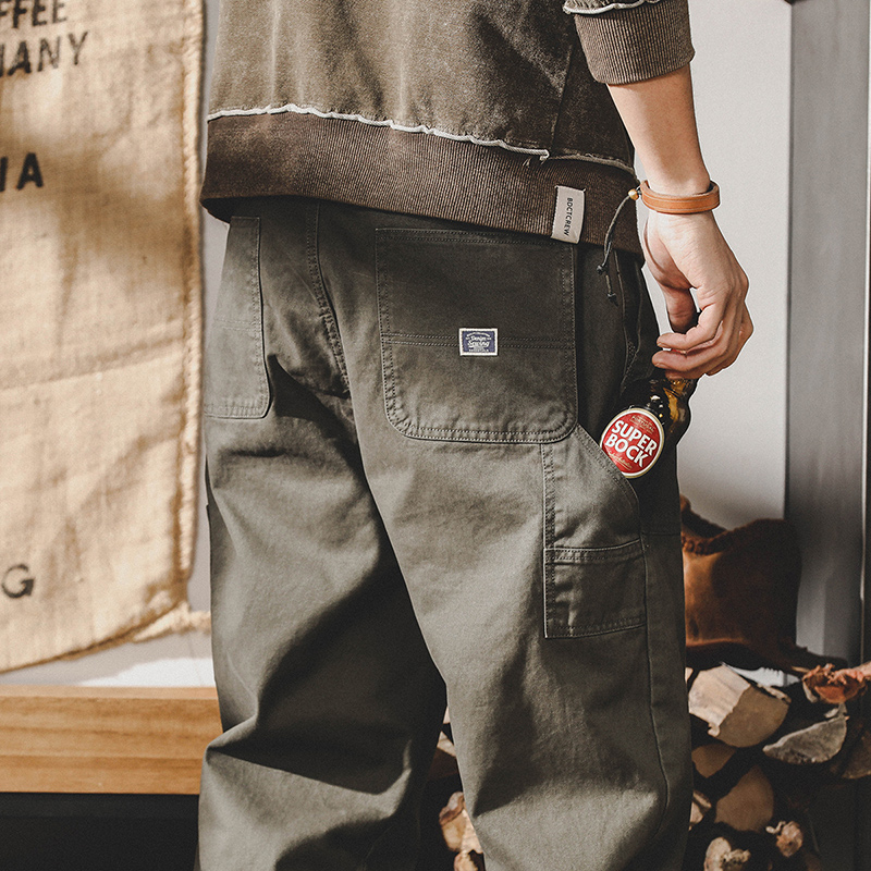 美式重磅工裝褲子男春秋寬鬆直筒2023年新款戶外山系休閒褲男春季
