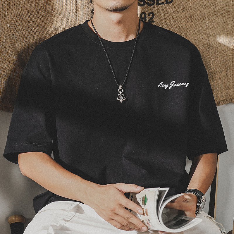 美式280g重磅T恤男短袖純棉男士夏季潮牌ins寬鬆大碼男裝半袖體恤