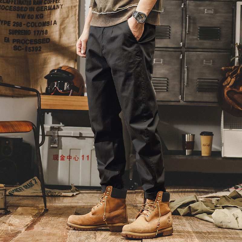 美式簡約經典休閒褲男春季2023新款直筒工裝褲子男潮牌男士錐形褲