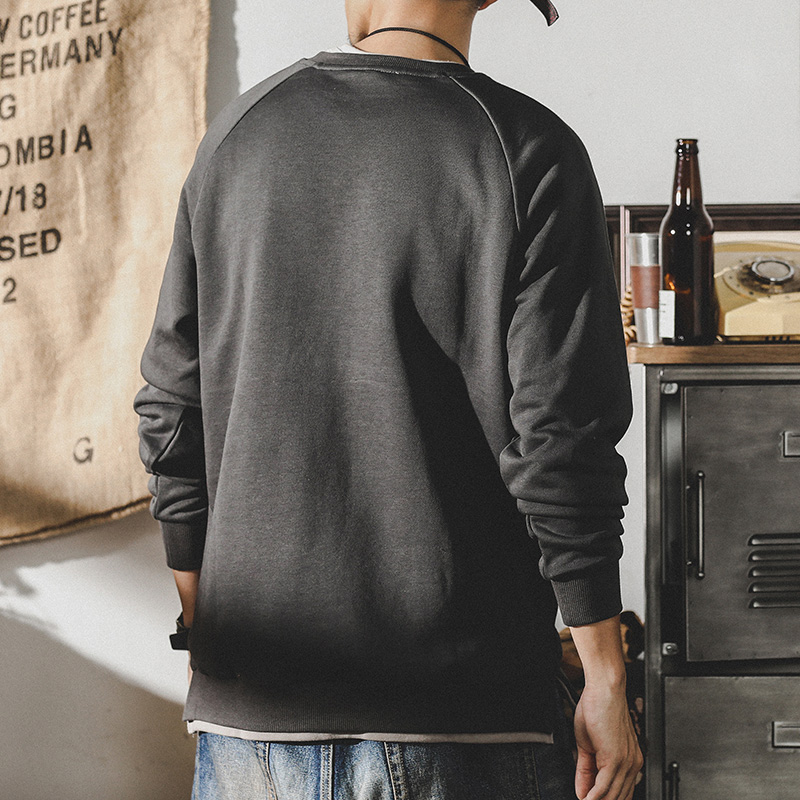 美式復古重磅衛衣男春秋ins潮牌寬鬆大碼男裝簡約基礎穿搭打底衫