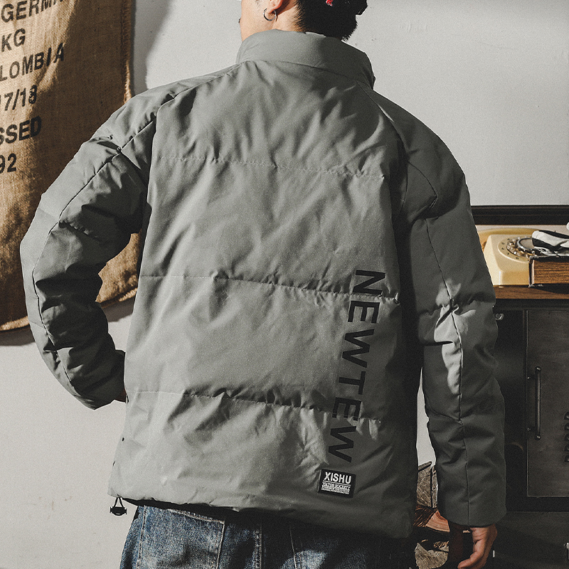 90白鴨絨立領短款羽絨服男冬季加厚寬鬆撞色潮流美式冬裝保暖外套