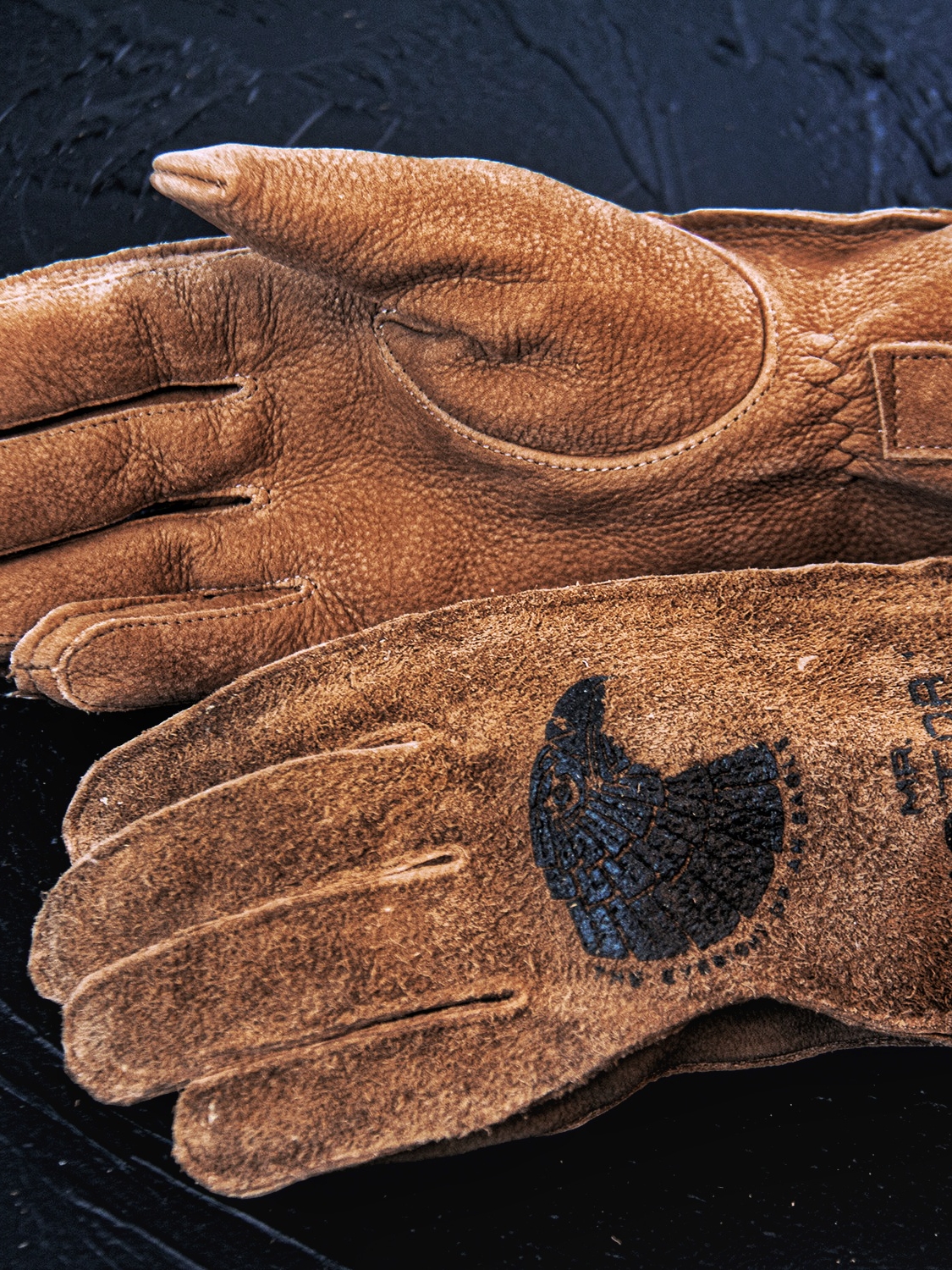 小熊爪磨砂牛皮真皮戶外工裝朋克騎行運動復古機車手套