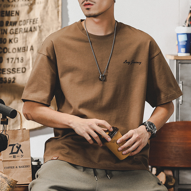 美式280g重磅T恤男短袖純棉男士夏季潮牌ins寬鬆大碼男裝半袖體恤