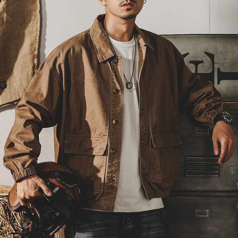美式重磅復古牛仔外套男春季潮牌寬鬆大碼潮流帥氣工裝夾克男春秋