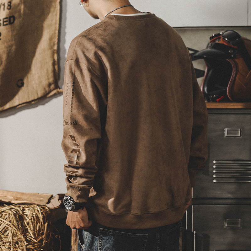 美式380g重磅復古衛衣男春秋ins潮牌寬鬆大碼麂皮絨衣服春季上衣